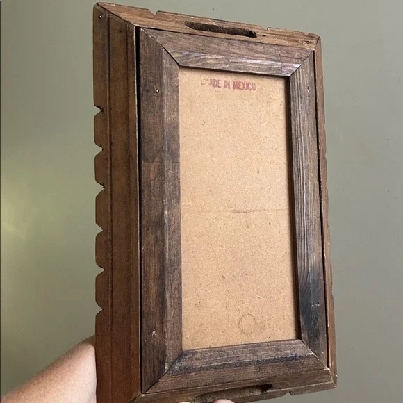 Vintage Mexican Hand Carved Wood Tray w/ Talavera Tile - Picture 5 of 6